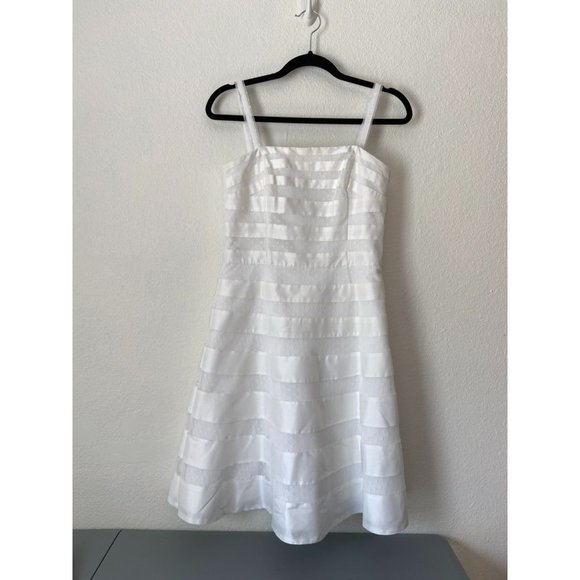 White House Black Market women's 6 white fit and flare striped knee length dress - Picture 1 of 10